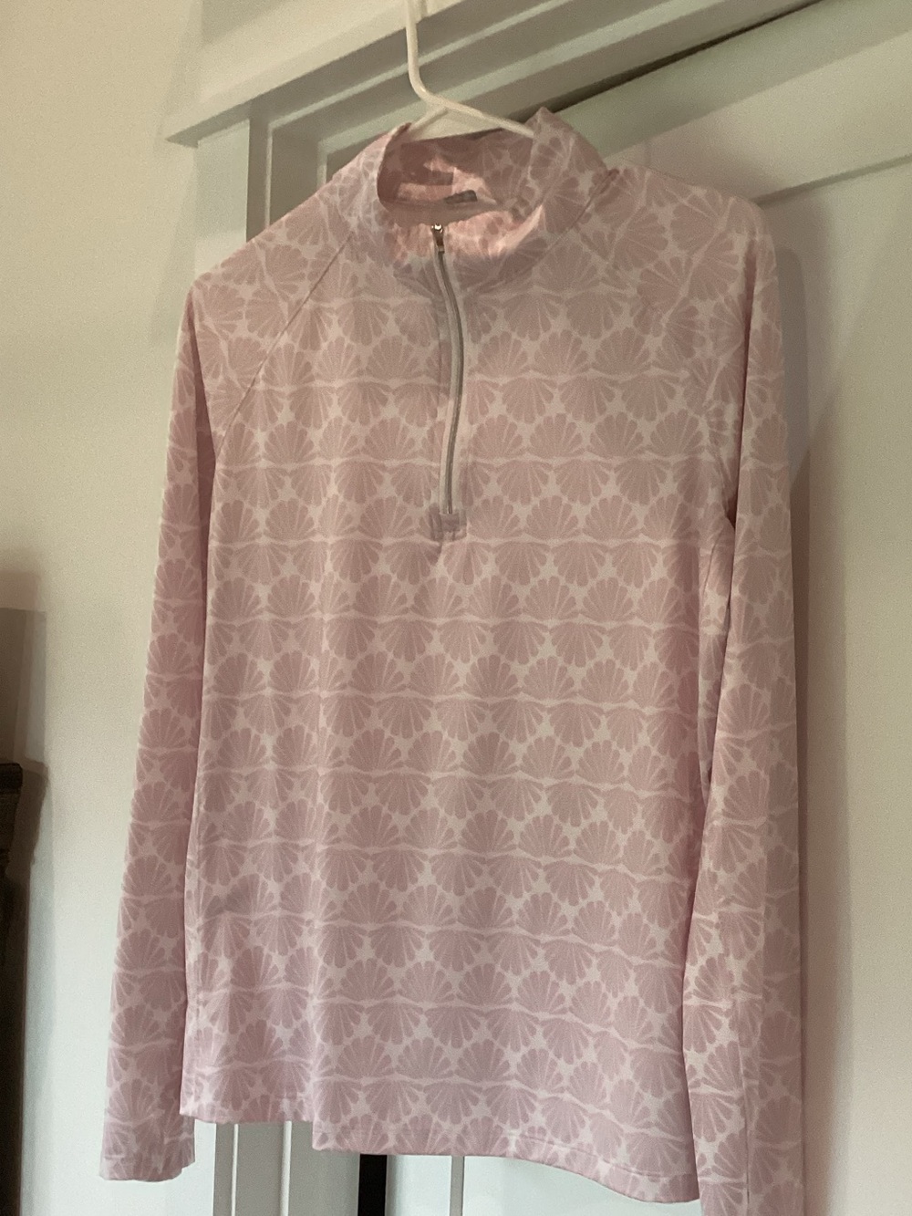 Lady Hagen Light Pink Patterned Long Sleeve Half-Zip Top